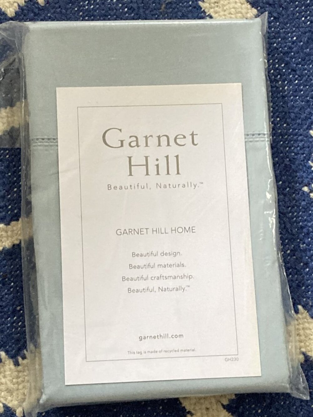 NEW Garnet Hill 100% Pima Cotton Hemstitch FOG BLUE Standard Pillowcases 300TC